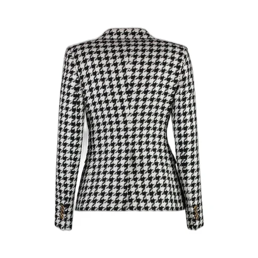 Double-Breasted Houndstooth Blazer
