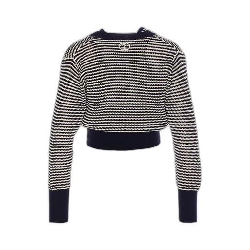 Striped V-Neck Cropped Cardigan