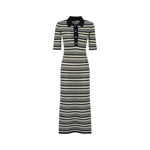 Striped Knit Polo Dress