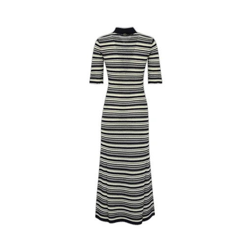 Striped Knit Polo Dress