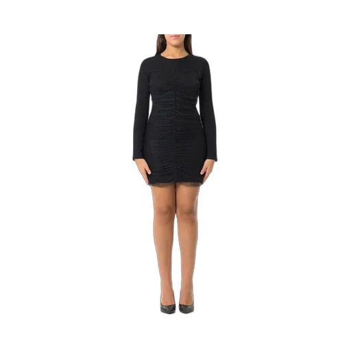 Ruched Mesh Mini Dress
