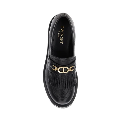 Loafers With Fringe And Chain Detail