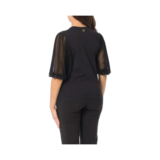 Top With Sheer Puff Sleeves