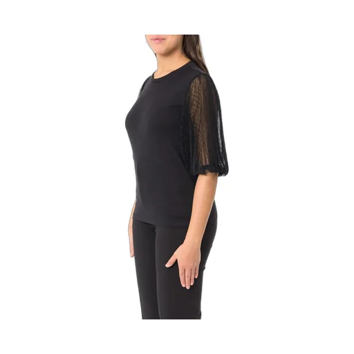 Top With Sheer Puff Sleeves