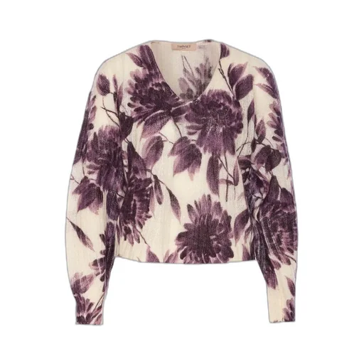 Floral Print V-Neck Sweater
