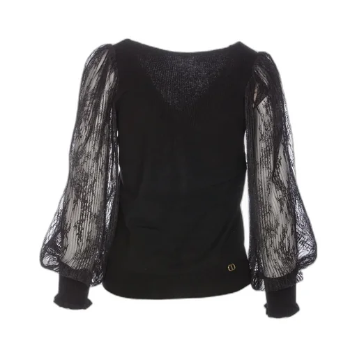 V-Neck Top With Voluminous Lace Sleeves