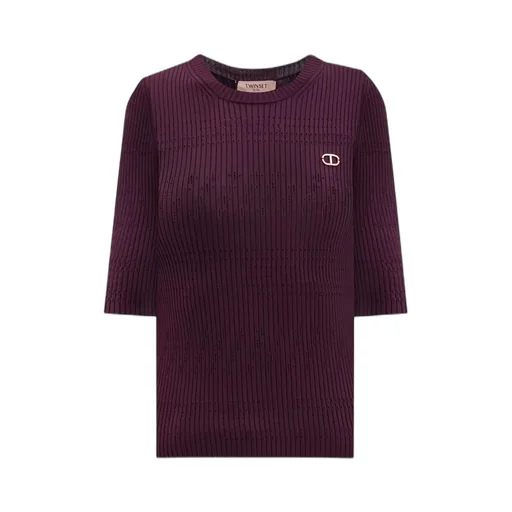 Ribbed Knit Sweater With Logo