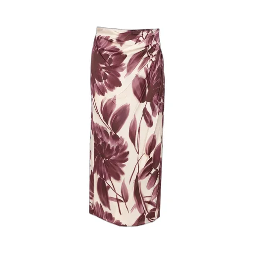 Floral Print Ruched Maxi Skirt