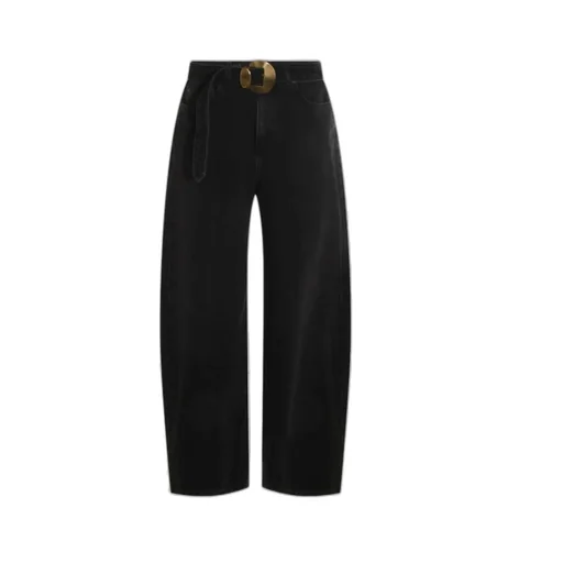 Wide-Leg Belted Jeans