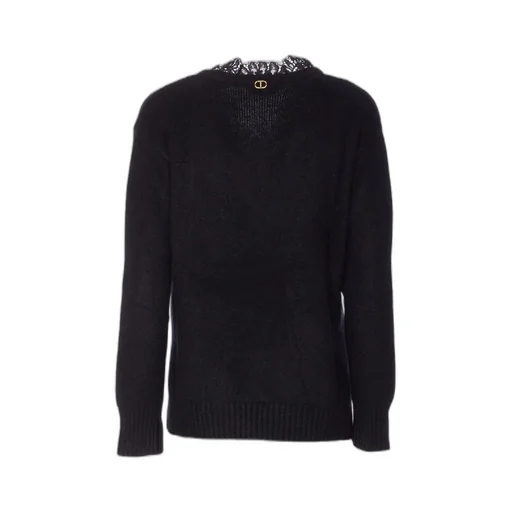 V-Neck Sweater With Lace Trim