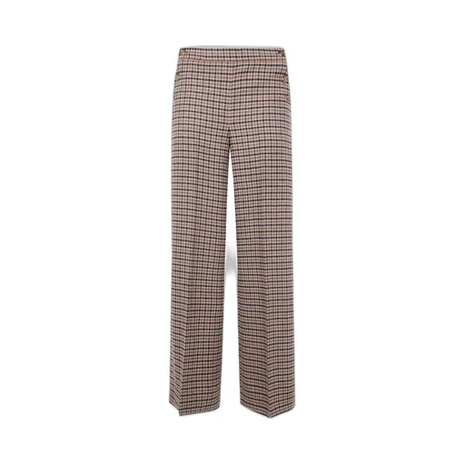 High-Waisted Checked Trousers