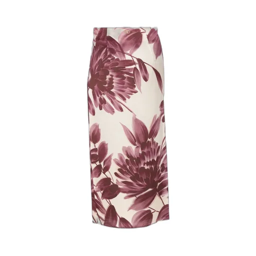 Floral Print Ruched Maxi Skirt