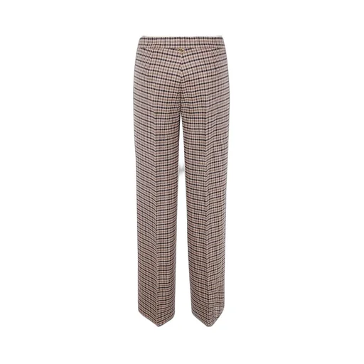 High-Waisted Checked Trousers
