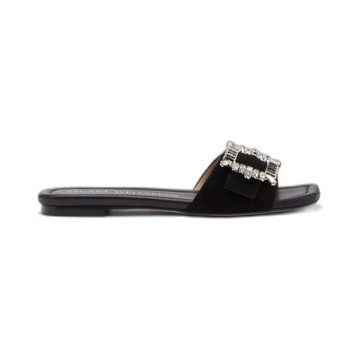 Slide Sandals With Crystal Buckle