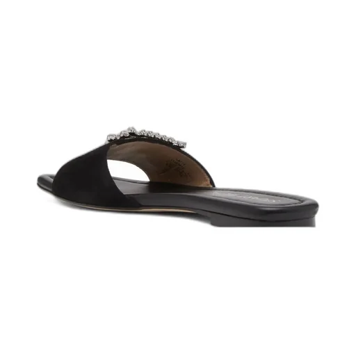 Slide Sandals With Crystal Buckle