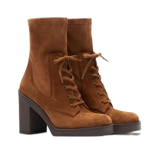 Platform Lace-Up Ankle Boots
