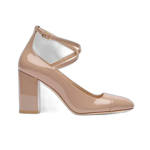 Patent Leather Pumps With Ankle Strap
