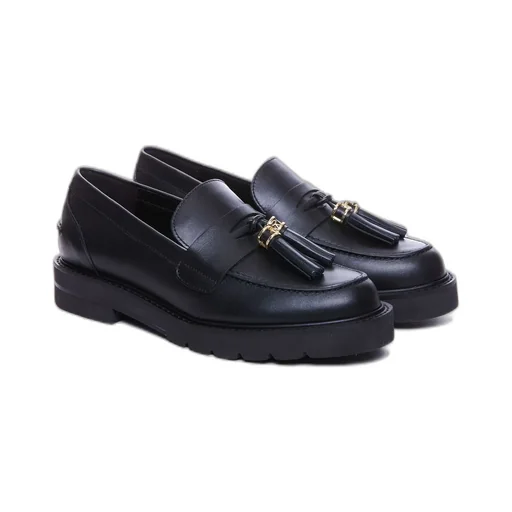 Loafers With Tassel And Chain Detail