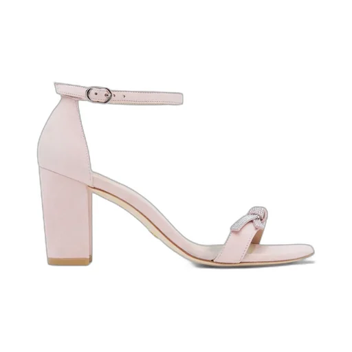Block Heel Sandal With Crystal Bow