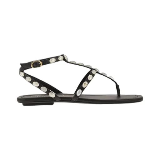 Thong Sandals With Pearl Embellishments