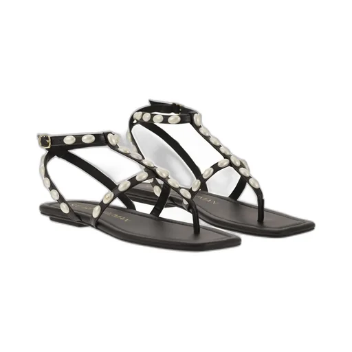 Thong Sandals With Pearl Embellishments
