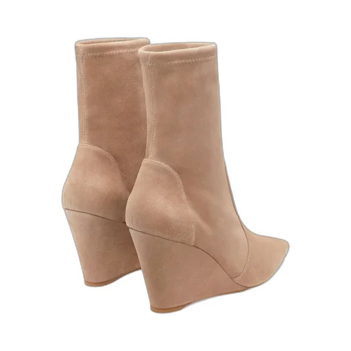 Pointed Toe Wedge Ankle Boots