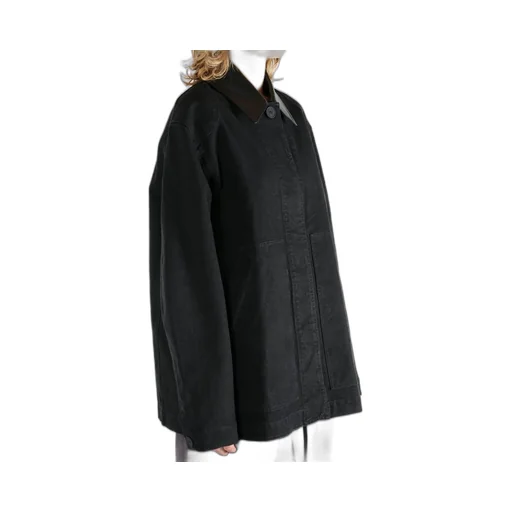 Oversized Jacket With Leather Collar