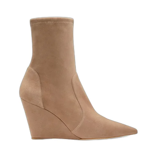 Pointed Toe Wedge Ankle Boots