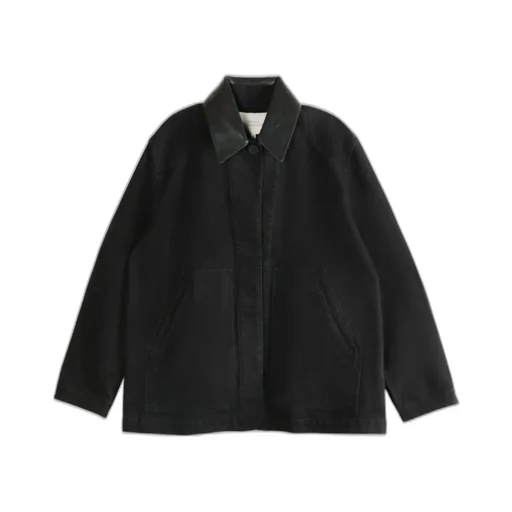 Oversized Jacket With Leather Collar