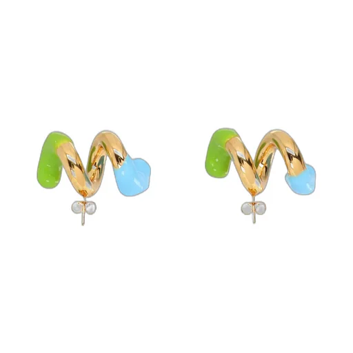 Spiral Hoop Earrings With Enamel