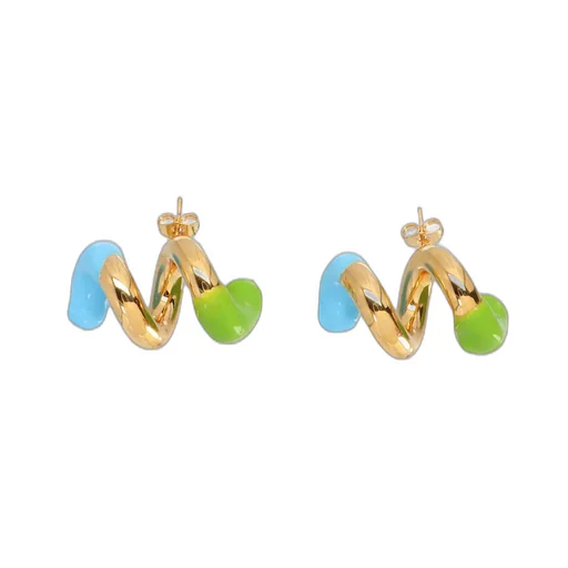 Spiral Hoop Earrings With Enamel