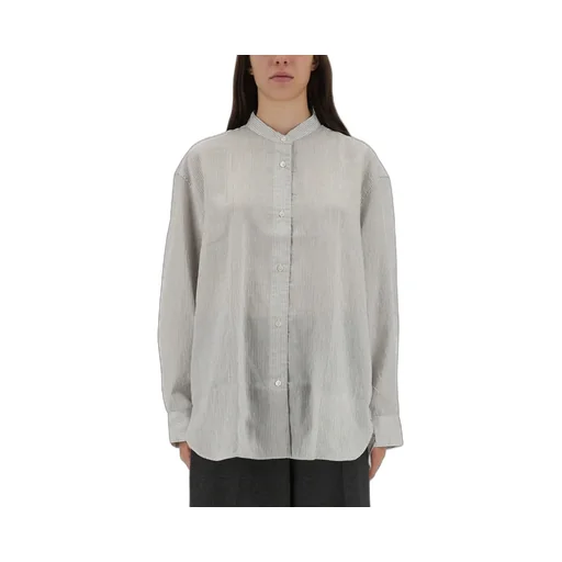 Striped Band Collar Shirt