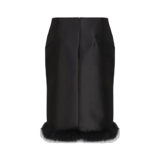 Feather-Trimmed Midi Skirt