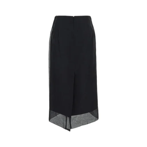 Midi Skirt With Sheer Overlay
