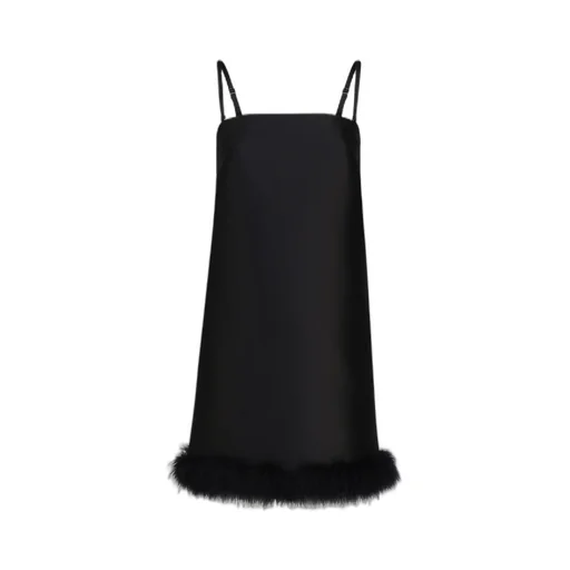 Mini Dress With Feather Trim