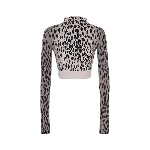 Leopard Print Mock Neck Crop Top