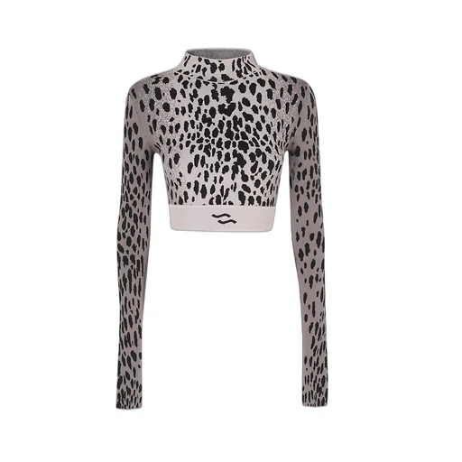 Leopard Print Mock Neck Crop Top