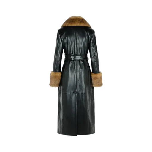 Maxi Trench Coat With Fur Trim