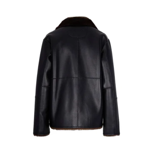 Faux Fur Trimmed Faux Leather Jacket