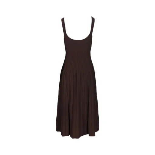 Pleated Knit Midi Dress