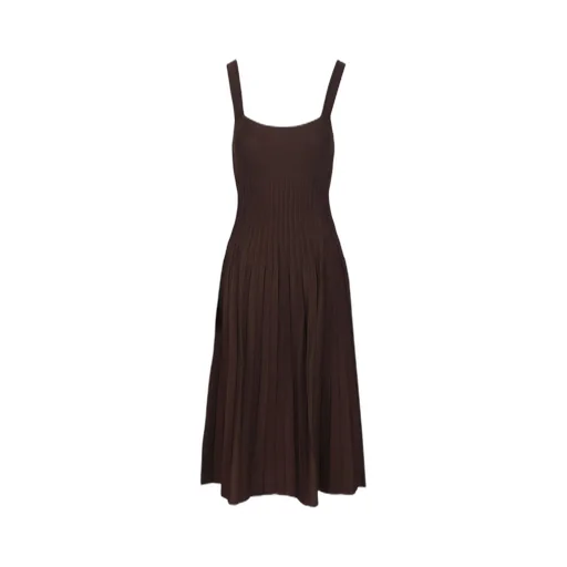 Pleated Knit Midi Dress