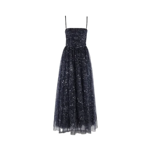 Tulle Maxi Dress With Celestial Print