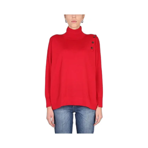 Turtleneck Sweater With Button Detail