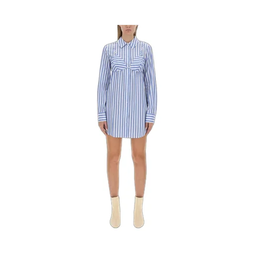 Striped Shirt Dress With Bra Detail