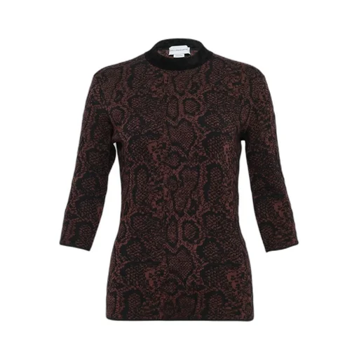 Mock Neck Snake Print Sweater
