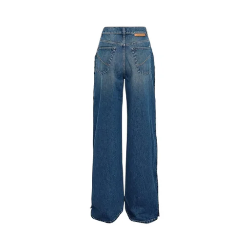Wide-Leg Jeans With Side Button Detail