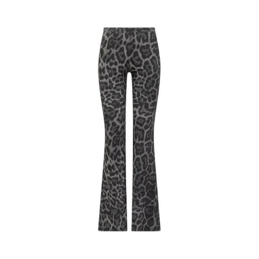 Flared Leopard Print Trousers