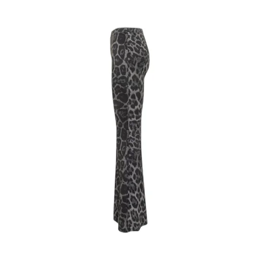 Flared Leopard Print Trousers