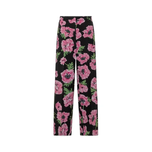 High-Waisted Floral Print Trousers