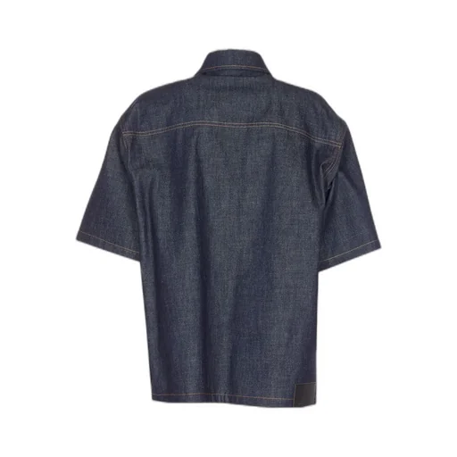 Denim And Lace Trimmed Shirt